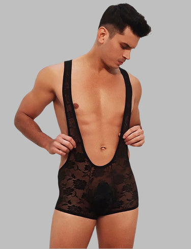 a man in a black underwear